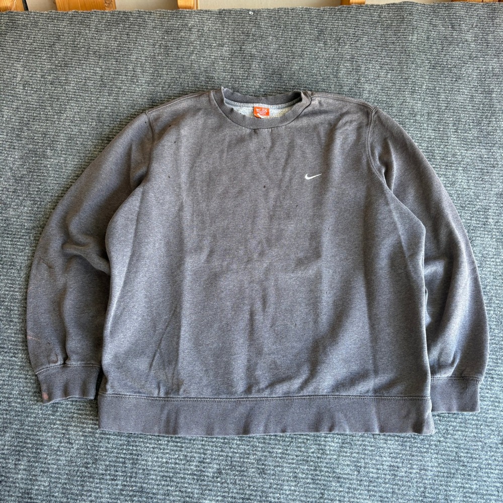 Vintage y2k Nike XXL Crewneck Sweatshirt Gray Embroidered Swoosh Logo